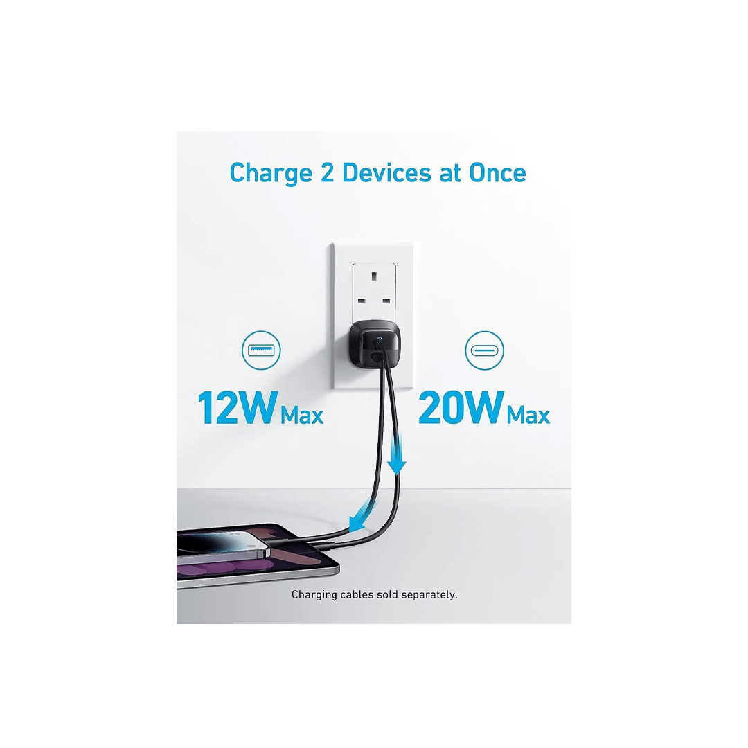 Anker 323 Charger with 322 USB-C to USB-C Cable (33W , 3ft) -Black in Qatar Anker 323 Charger with 322 USB-C to USB-C Cable (33W , 3ft) -Black in Qatar